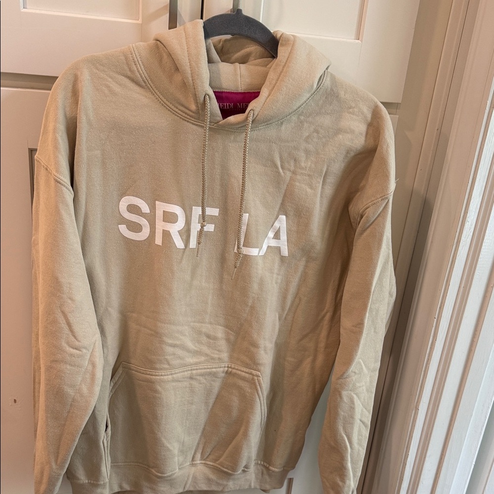 Heidi Merrick SRF LA Beige Hoodie with White Lettering